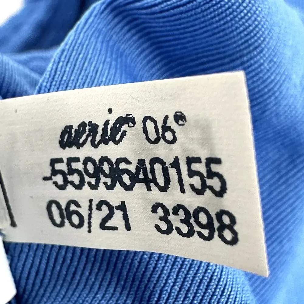 Aerie Textured Bikini Top Padded Scoop Adjustable Strap Baja Blue Medium NWT